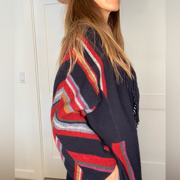 Tory Burch wrapped wool coat XS/S, Navy + multiple colors - Picture 4 of 8